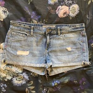 VS Pink Low-Rise Distressed Denim Shorts